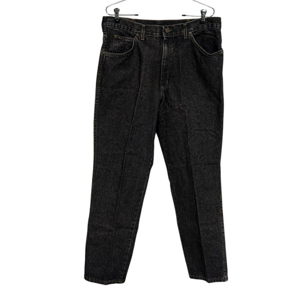 VTG h.i.s. Black Acid Wash Denim Jeans Mens 36 x 30 Straight USA Made Skater